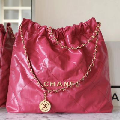 22Bag 褶皺小牛皮 桃紅 中號