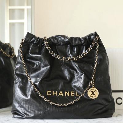 22Bag 褶皺小牛皮 黑色 中號