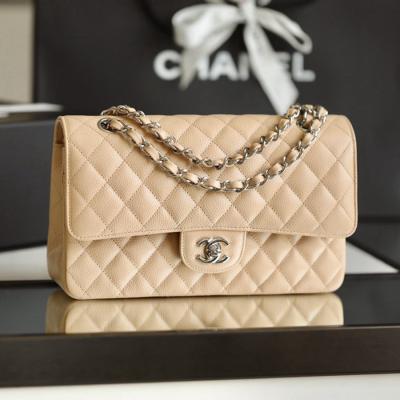 CF25荔枝紋牛皮 奶茶色 銀扣