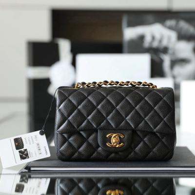 CF Mini 經典款 荔枝紋牛皮 黑金