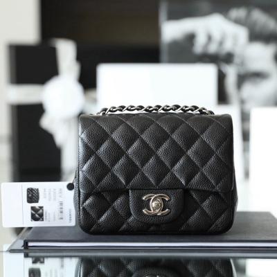 CF 經典款 方胖子 荔枝紋 黑銀