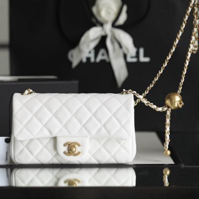 CF 經典款 金球 Mini 羊皮 白色 金扣