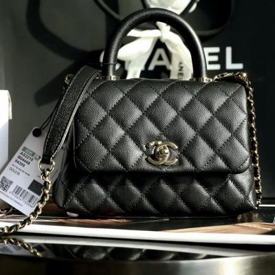 Coco Handle 荔枝紋牛皮19CM 淡金扣