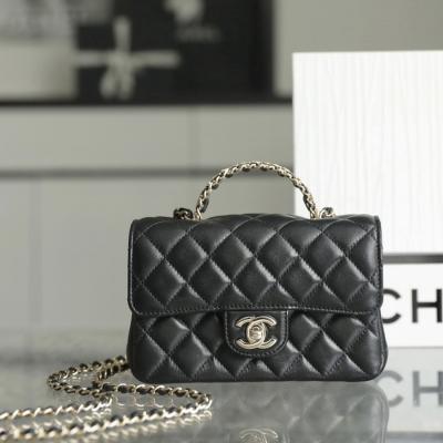 小香 23A 水鑽手提口蓋包 黑色mini