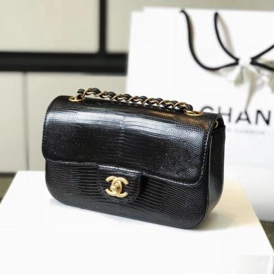 小香 CF大mini 稀有皮蜥蜴腹部皮 黑銀