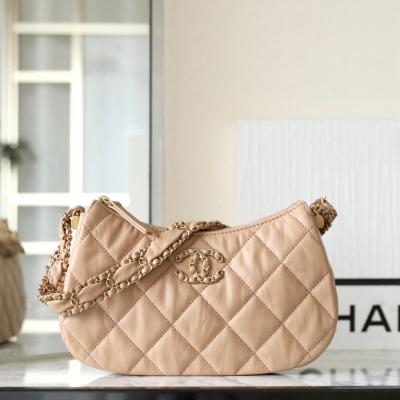 小香 19 Hobo腋下包 褶皺牛皮 杏色 大號