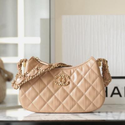 小香 19 Hobo腋下包 褶皺牛皮 杏色 小號