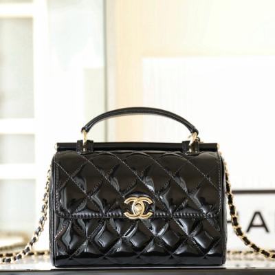 23k秋冬 手柄漆皮盒子包 黑色