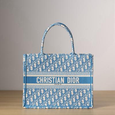 中號BOOK TOTE 手袋矢車菊藍 Oblique 印花