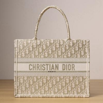 中號 BOOK TOTE 手袋金色 Oblique 印花