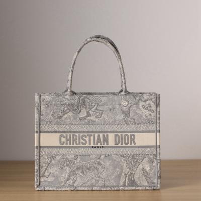 中號BOOK TOTE 手袋灰色刺繡 Reverse 茹伊印花