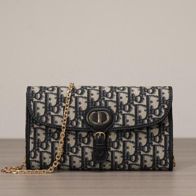 DIOR BOBBY EAST-WEST 鏈條手袋藍色 Oblique 印花