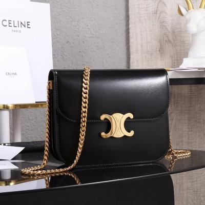 CELINE 23s COLLEGE Triomphe亮澤牛皮革鏈條手袋
