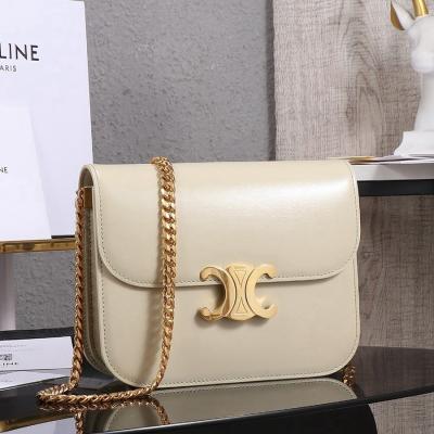 CELINE 23s COLLEGE Triomphe亮澤牛皮革鏈條手袋