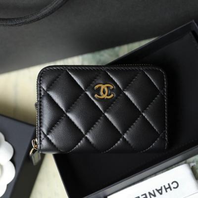 小香 Classic 經典拉鏈零錢包羊皮黑金