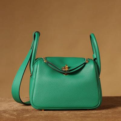 H Lindy Mini 19CM 絲絨綠金扣