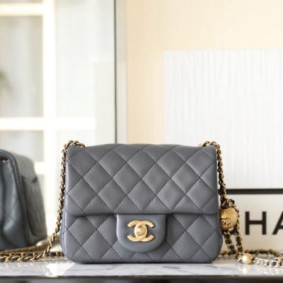 23K 小香新色金球口蓋包 金球調節扣方胖子 深灰