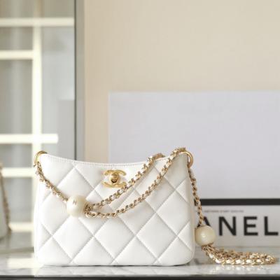 24S春夏雙珍珠Hobo挎包白色