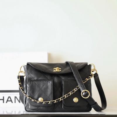 24P 春夏嬉皮郵差包 黑色 小號