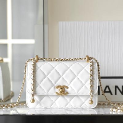 24C 雙金珠口蓋包 白色 小號