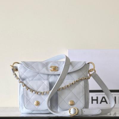 24P 郵差包/嬉皮包淡灰藍 小號