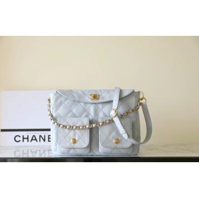 24P 郵差包/嬉皮包 淡灰藍大號