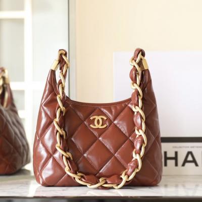 24A亮羊皮腋下包焦糖色 小號