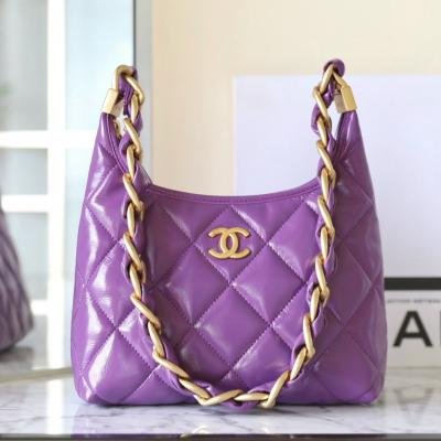 24A亮面羊皮腋下包紫色 小號