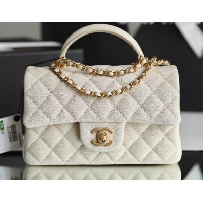 Mini口蓋包手提手腕米色