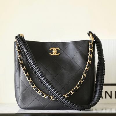 Hobo Handbang編織肩帶嬉皮包 黑色