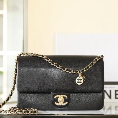 24K 魚子醬口蓋包 黑色中號