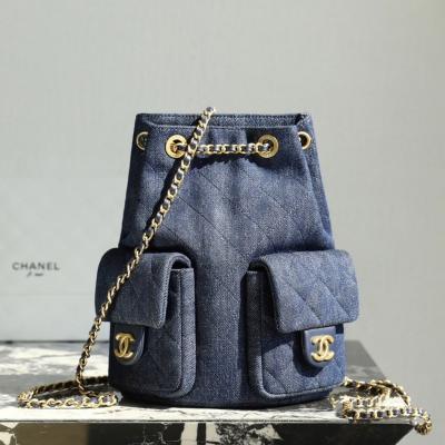 25C早春 抽繩雙肩背包 深色牛仔