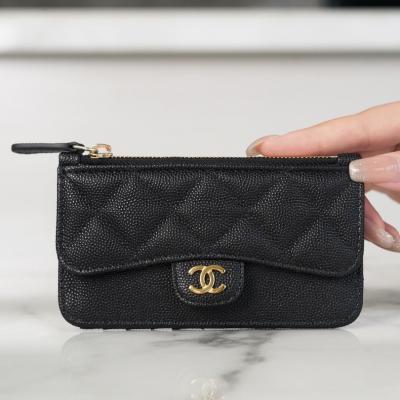 CF拉鏈零錢卡包黑金