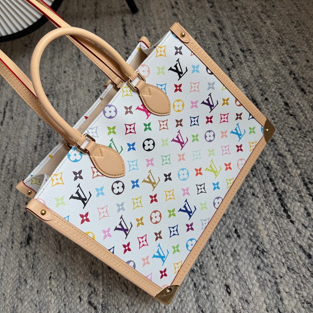 LvxTm Onthego中號白三彩Tote M13079_5