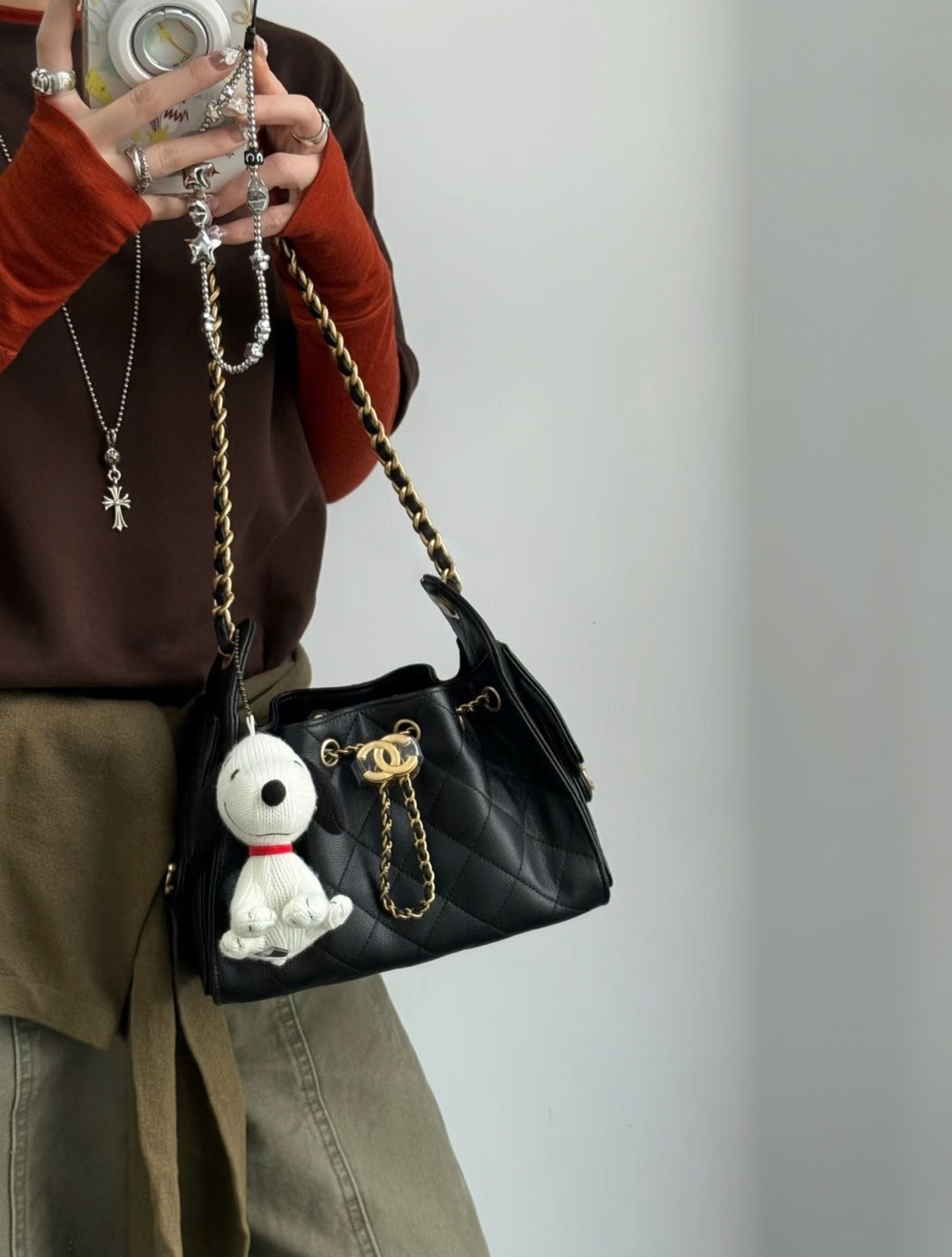 26C 25Bag Mini HandBag球紋黑金_7