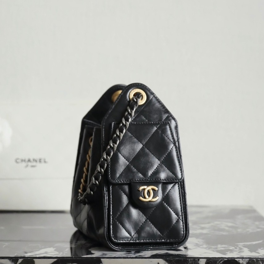 26C 25Bag Mini HandBag鴛鴦鏈亮牛皮黑色_8