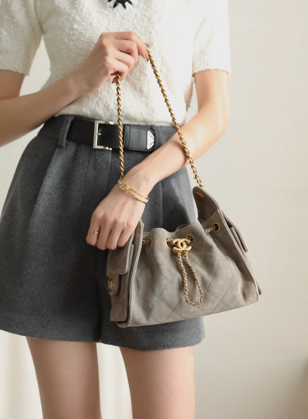 26C 25Bag Mini HandBag麂皮紋大象灰_3