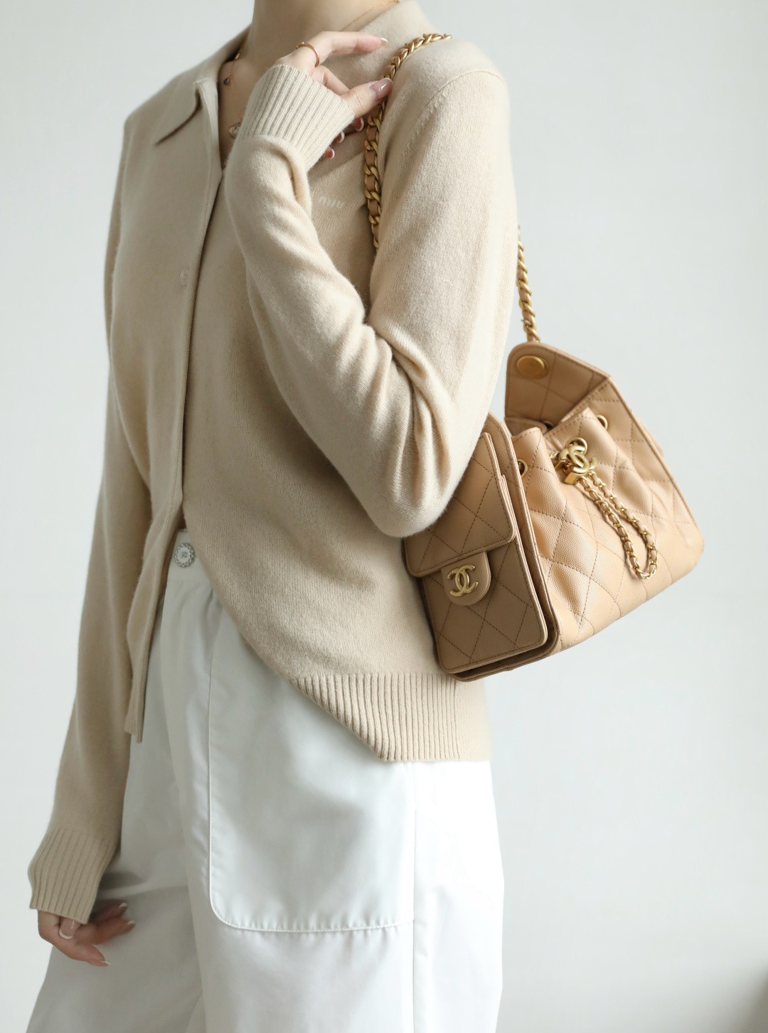 26C 25Bag Mini HandBag球紋奶茶色_4