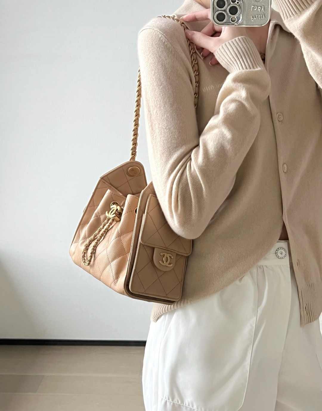 26C 25Bag Mini HandBag球紋奶茶色_5