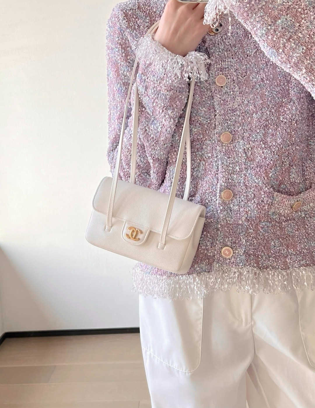 26P春夏皮肩帶Mini手拿包白色_5