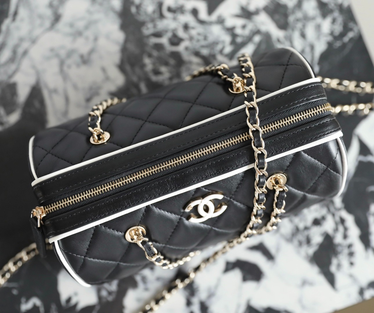 25P春夏羊皮Mini保齡球黑白邊_3