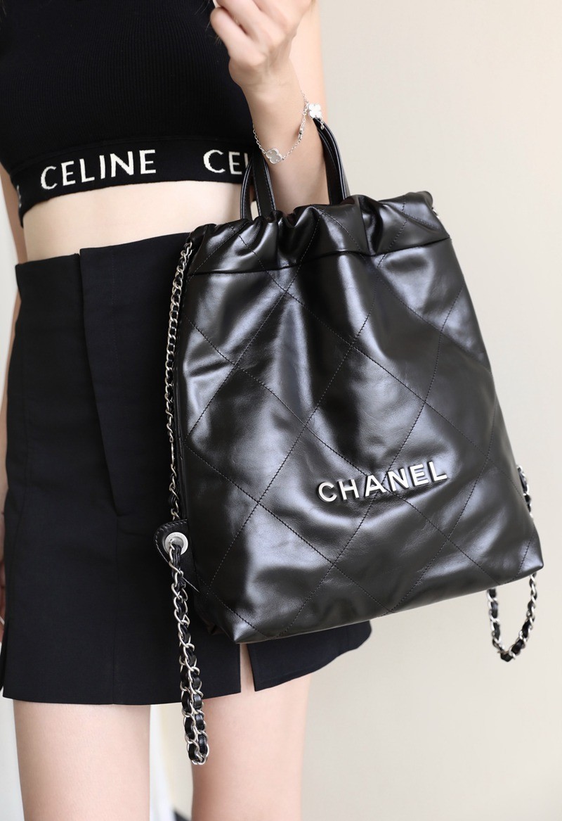 22Bag雙肩背包 小牛皮 黑色小號_14