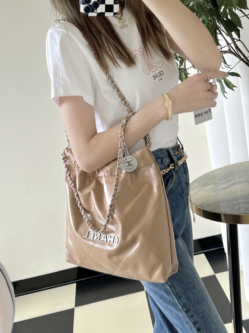 22Bag 奶茶色 銀扣 小牛皮 中號_11