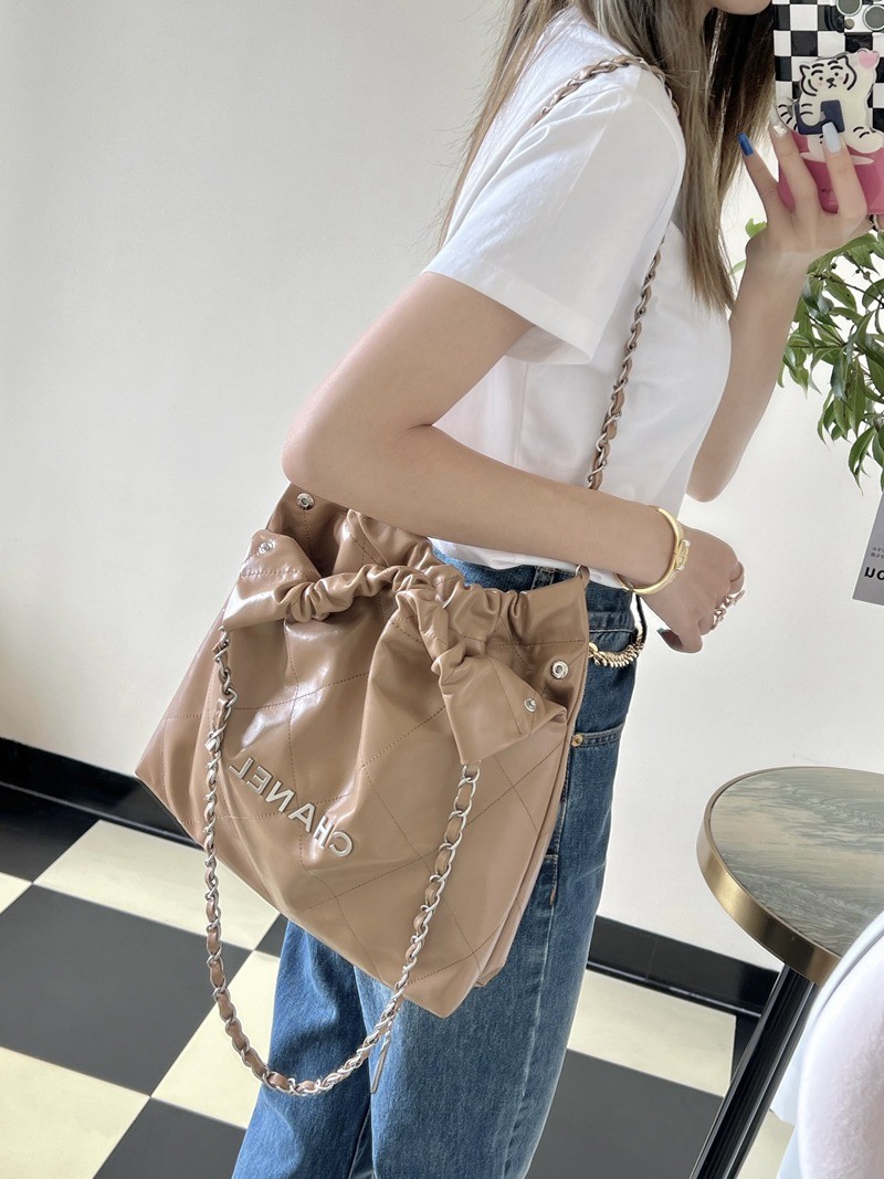 22Bag 奶茶色 銀扣 小牛皮 中號_12