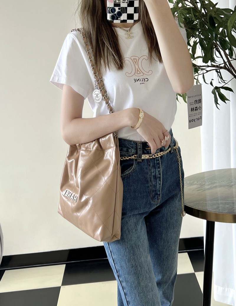 22Bag 奶茶色 銀扣 小牛皮 中號_10