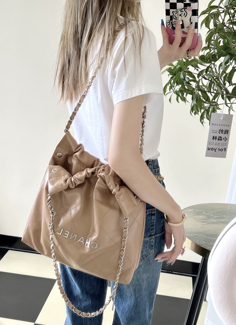 22Bag 奶茶色 銀扣 小牛皮 中號_13