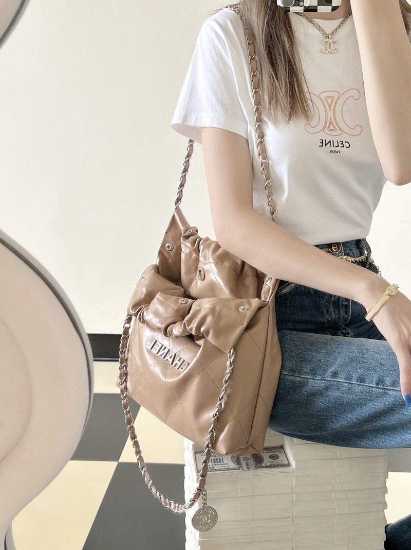 22Bag 奶茶色 銀扣 小牛皮 中號_18