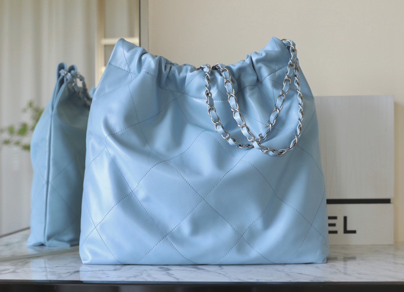 22Bag 奶藍色 銀扣 小牛皮 中號_3