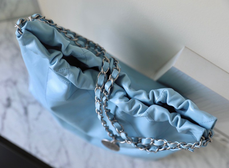 22Bag 奶藍色 銀扣 小牛皮 中號_4