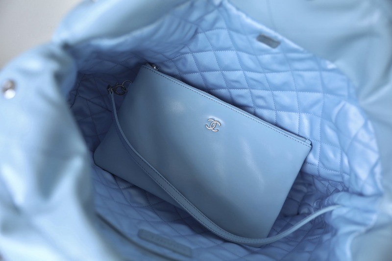 22Bag 奶藍色 銀扣 小牛皮 中號_6